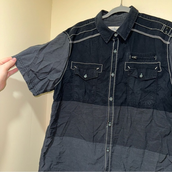 Men’s Distillery Brand Y2K Contrast Slight Grey Black Button Down Polo Size: XL - Picture 5 of 10